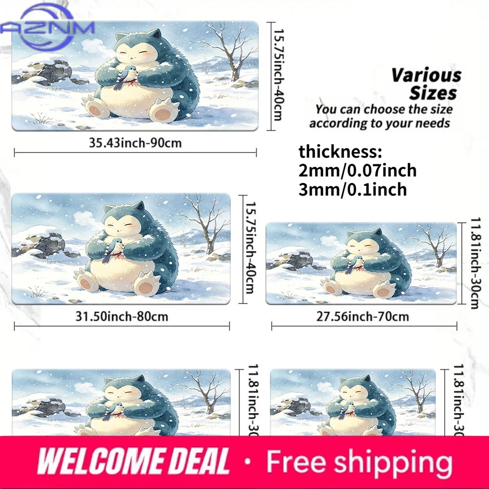Large Gaming Mouse Pad Chinese Ink Wash Autumn Forest Lucario Design Non-Slip Rubber Washable Desk Mat for Geeks And Gamers