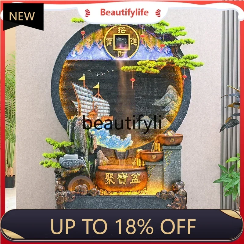 

P178 A16 y26 Water curtain wall fountain feng shui wheel flowing water ornament decoration office store opening gift