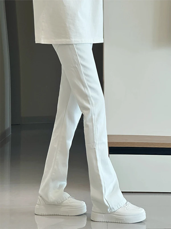 

White Men's Slim Fit Straight Leg Jeans American Style Cleanfit Flexible Casual Summer Jeans mid Waist Long Trousers