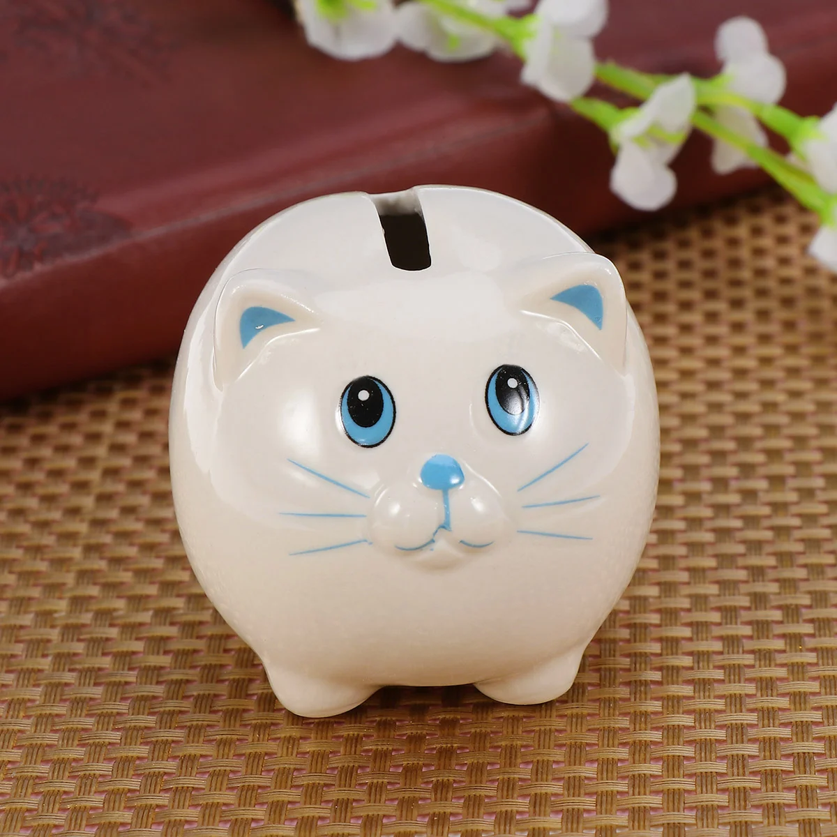 Ceramic Kids Kids Piggy Bank For Kidss For Kids Cat Safe Money Coins Banknotes Saving Box for Kids Boys Girls (Blue)