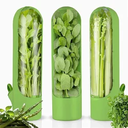 1/2/3PCS Green Fresh Herb Keeper Vanilla Vegetables Fresh Preservation Bottle Herb Saver Storage Container Kitchen Gadgets 