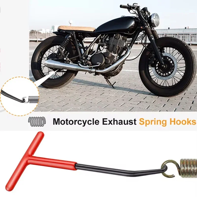 Gancho de resorte de escape para motocicleta, mango en forma de T, extractor de resorte de tubo de escape, ganchos instaladores, herramienta de reparación para extracción de resortes, 1 ud.