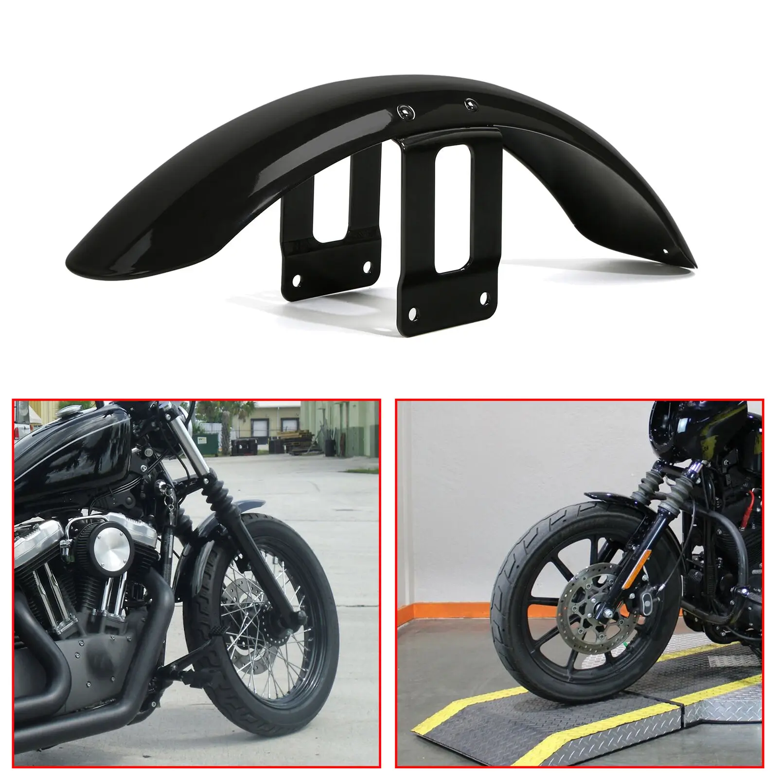 Motorcycle Black Front Fender Mudguard For Harley Sportster XL1200 Low XL883L Iron Roadster XL883R with 19” Front Wheel