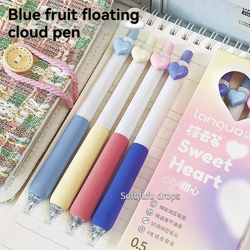 

4PC Gel Pen Floating Cloud Pen ST Head Press Large Capacity Black Neutral Pen High Appearance Smooth Speed Drying 0.5 Exam Brush