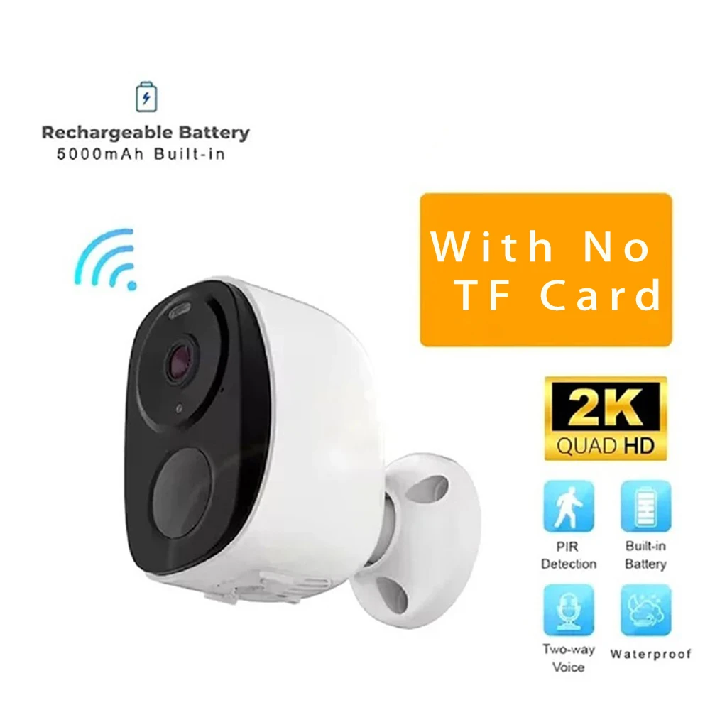 Wireless Outdoor Camera 2K Battery Powered WiFi with Spotlight Siren PIR Night Vision Voice IP65 Waterproof