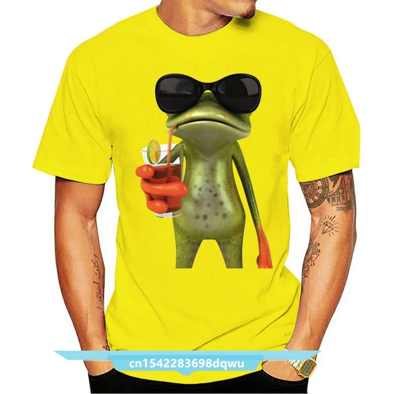 Funny Print Men T Shirt Women Cool Tshirt Frog Funny Cocktail Sunglasses Retro Vintage Hipster Unisex T Shirt 2120