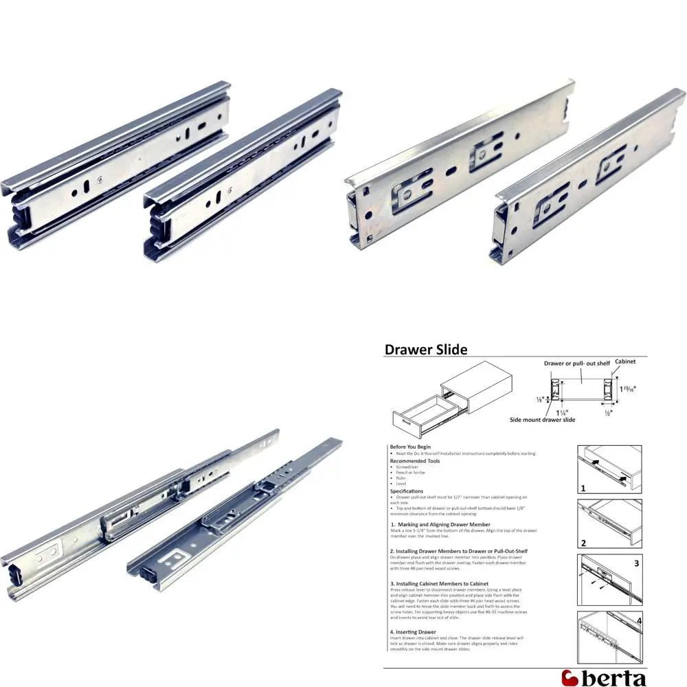 heavy-duty-100-lbs-load-rating-8-inch-ball-bearing-steel-drawer-slides-full-extension-side-mount-hardware-for-cabinets