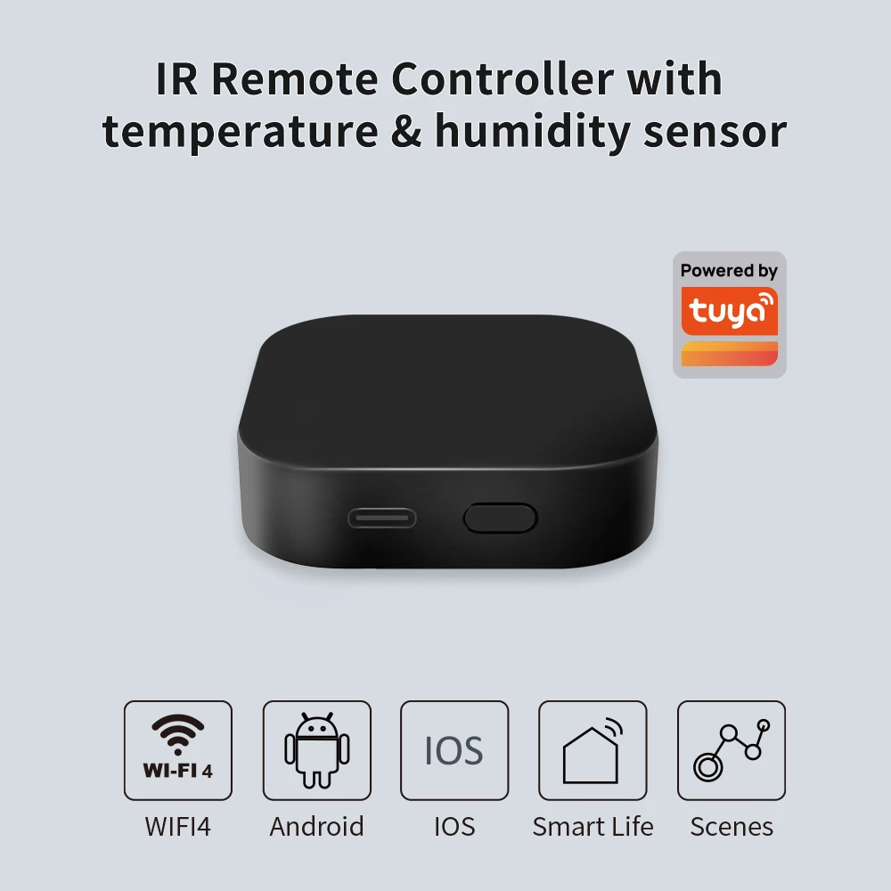 Tuya Smart IR Remote Controller with Temperature Humidity Sensor WiFi TypeC Port Support Air Conditioner TV Work with