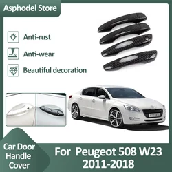 Car Door Handle Trim Cover For Peugeot 508 W23 2011 2012 2013 2014 2015 2016 2017 2018 Exterior Chrome Sticker Gloss Accessories
