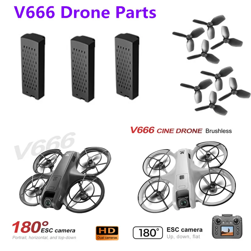 

V666 Remote Control with Screen Brushless RC Drone Quadcopter Spare Parts 3.7V 1000MAH Battery Blade USB V66 Spare Accessories