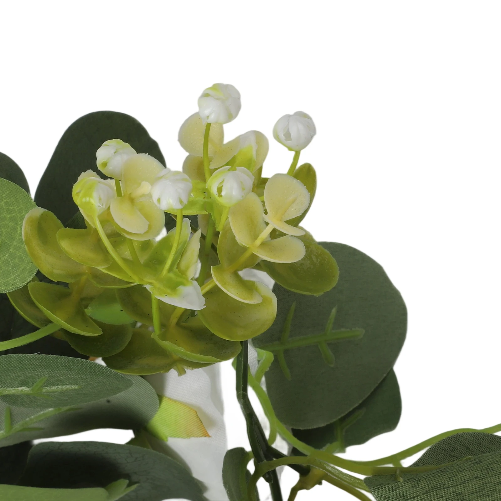 للمناسبات لديكور المنزل، ديكور زهور واقعي، عرض رف ديكور الأوكالبتوس نابض بالحياة، أوراق الشجر ذات المظهر الطبيعي #1