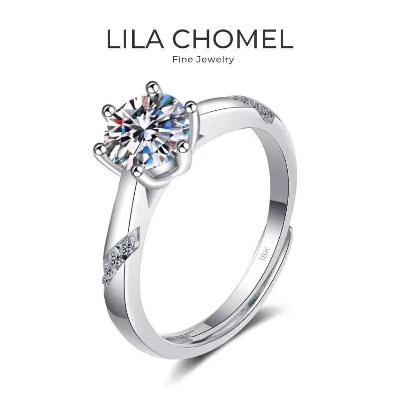 

Women Engagement 18K White Gold Wedding Band 0.5/1CT Moissanite Diamond Birthday Gift PT950 Platinum Girl Valentine's Day Rings