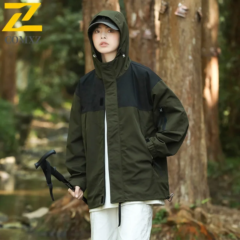 COMXZ Autumn Trend Loose Handsome Casual Jacket Menswear Spring Autumn Style Men Coat Detachable Hood Lightweight Windbreaker
