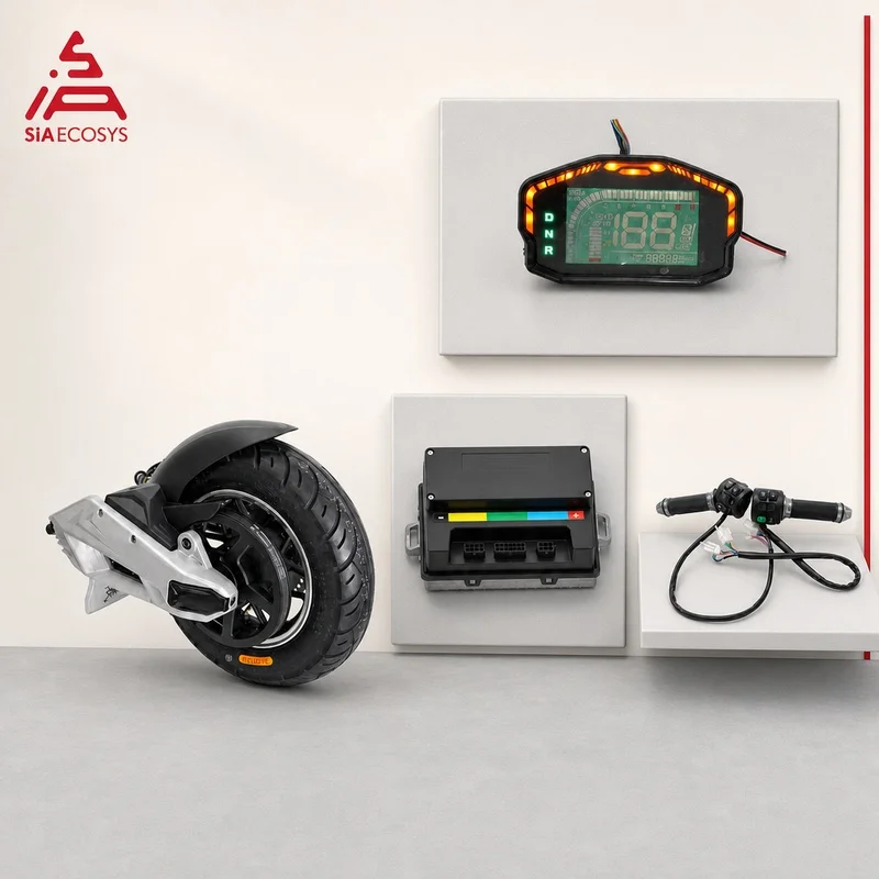 QSMOTOR 1000W Mid Drive Motor Kit with 10 Inch Rim 90 and VOTOL Controller for Electric Motorcycle Scooter Powertrain Conversion