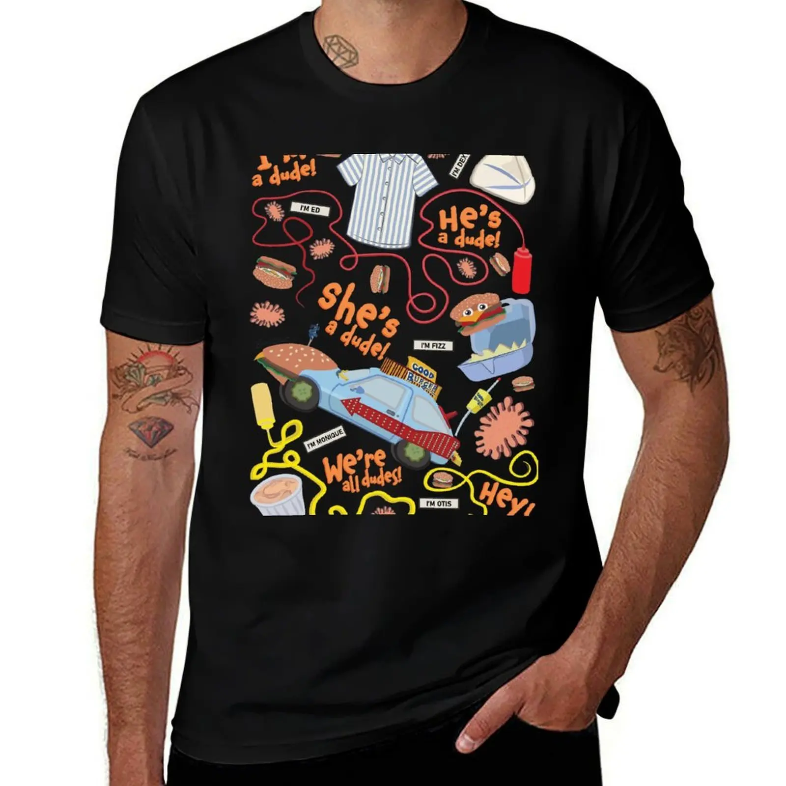 All Dudes Pattern T-Shirt Basic Casual Wear Short Sleeve Top T-Shirt