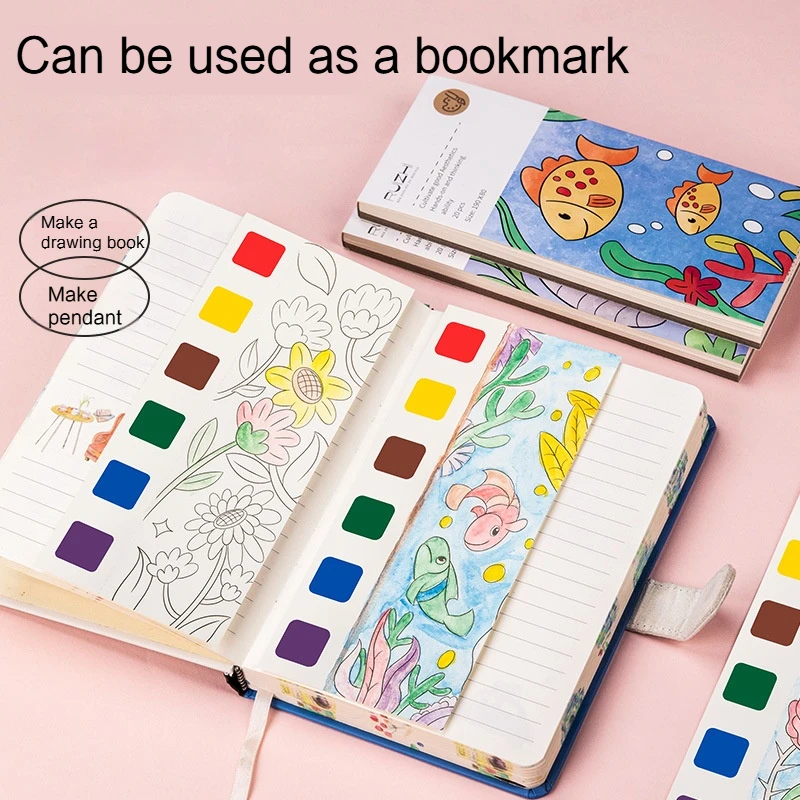 1PC Children's Watercolor Coloring Book Kids Adult Watercolour Coloring Paper With Water Paint Pens Girls Student Birthday Gift