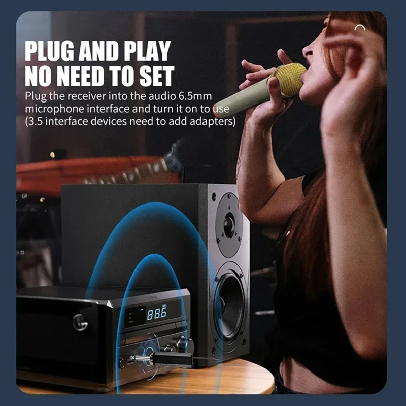 

Беспроводной микрофон, двухканальный, Plug and Play, профессиональный ручной микрофон для караоке и презентаций ﻿