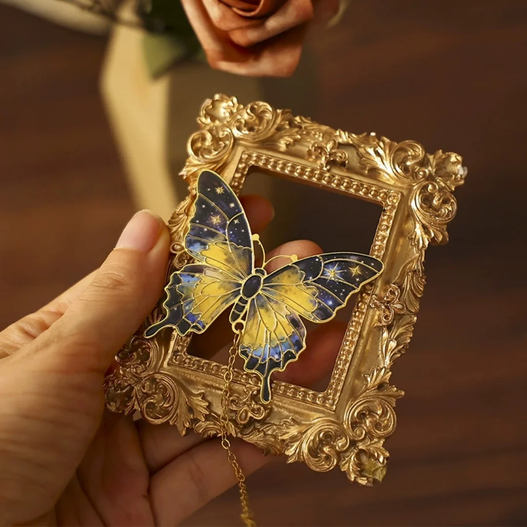 Artistic Book Clip High-Quality Oil Painting Bookmark Exquisite Bookmark Separator Colorful Butterfly Metal Bookmark For Gift