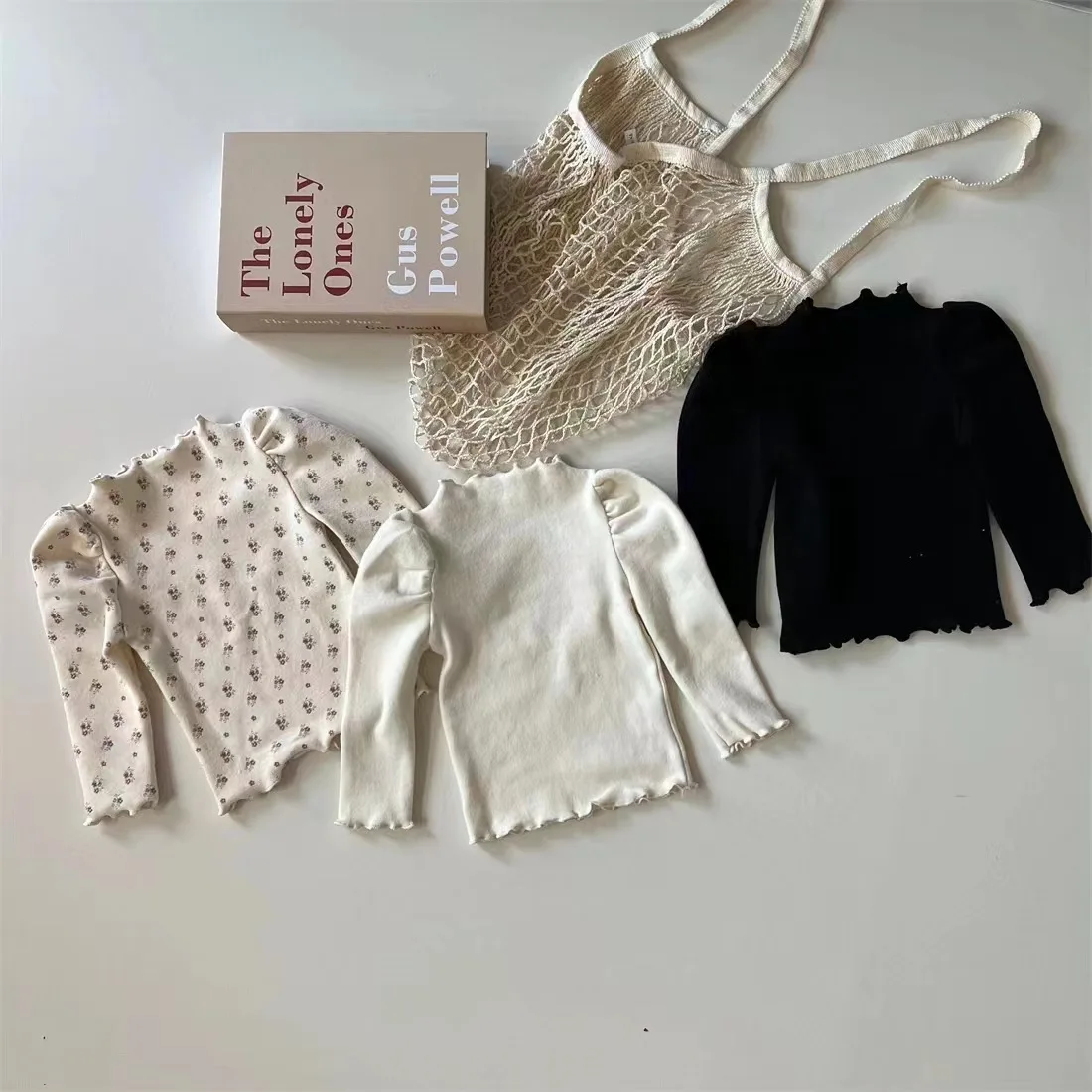 Baby Long Sleeve T-shirt 2024 Autumn Winter Boys and Girls Baby Soft and Comfortable Floral Solid Ruffles Collar Bottom Shirt