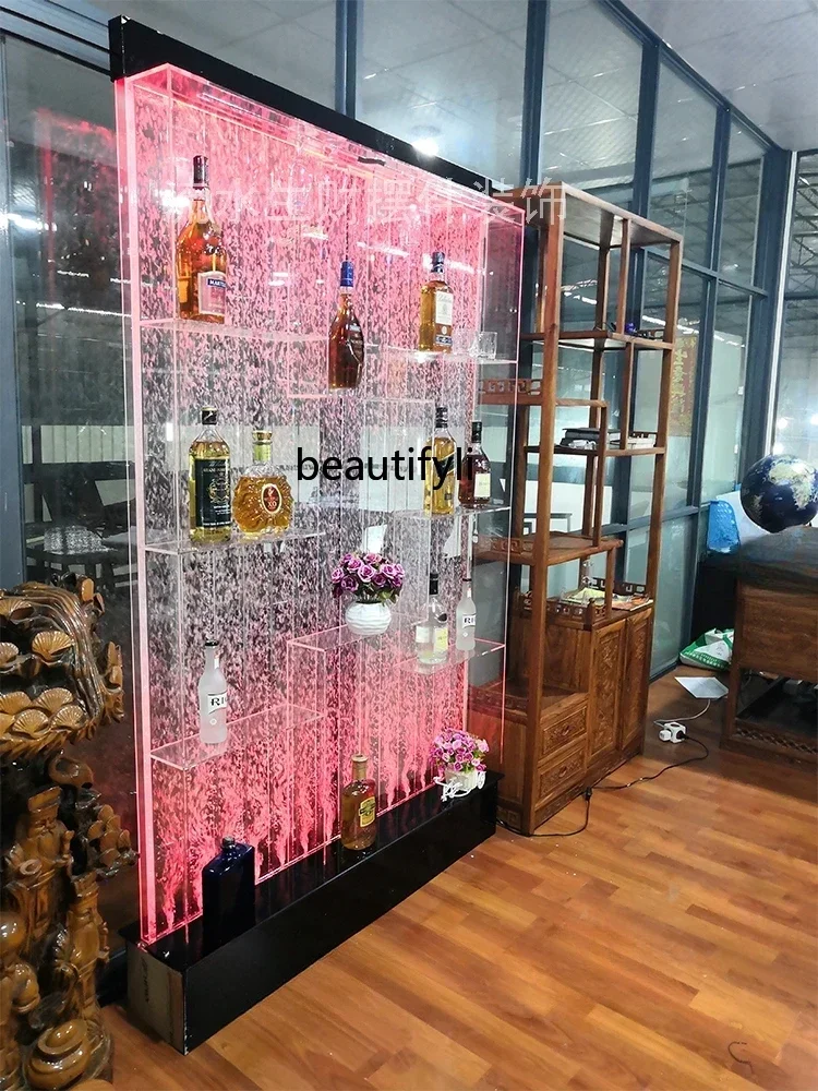 Pantalla de burbujas personalizada, gabinete de vino, cortina de agua, decoración de entrada de pared, partición de fondo, adornos de agua corriente
