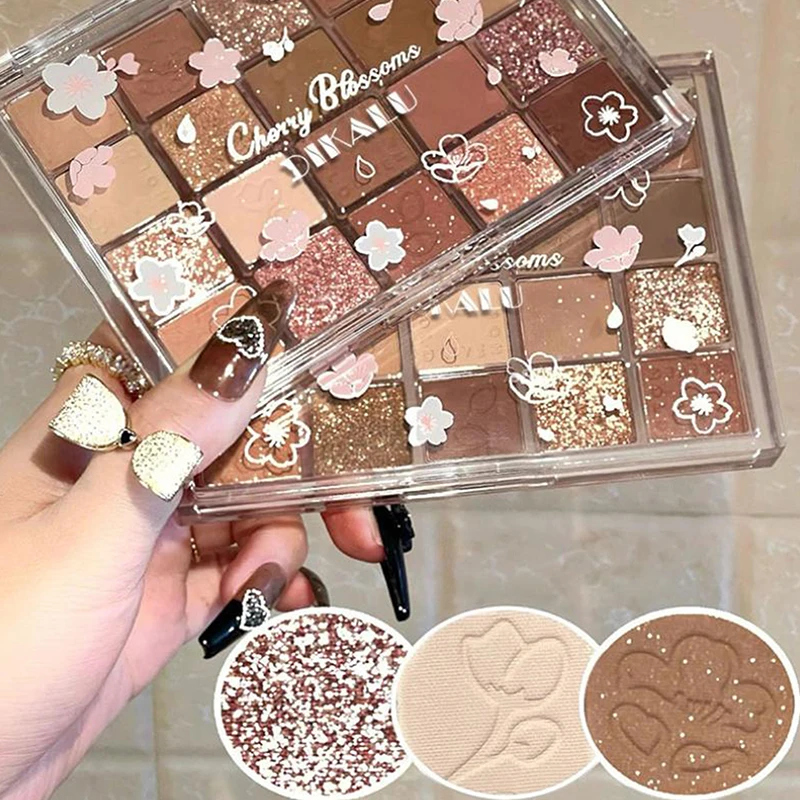 DIKALU Evening Cherry Dance Eyeshadow Tray 20 Color Large Plate Pearl Matte Bright Milk Tea Color Affordable Spring