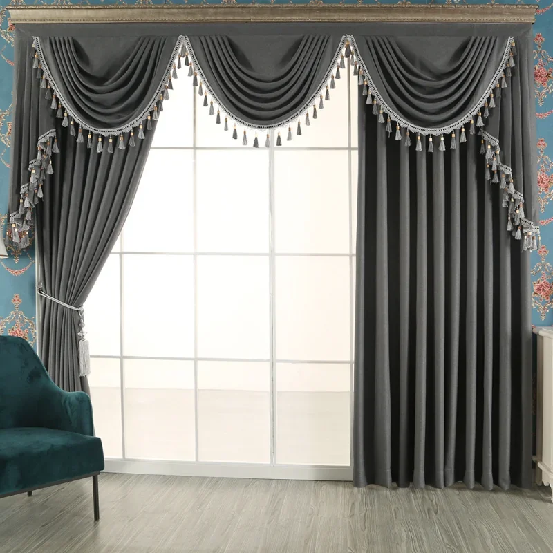 Nordic Modern Simplicity Curtain for Living Room Bedroom Dining Room Plain Colored Curtain Thickened Full Shading Curtain Window