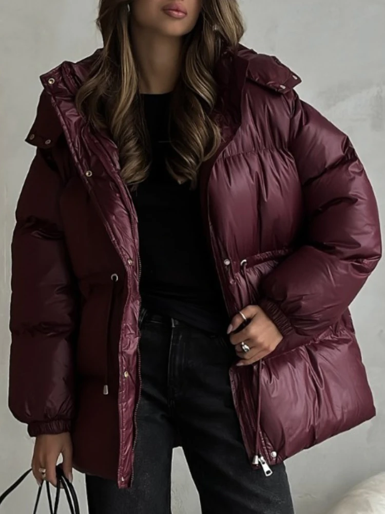 موضة جديدة سترة مبطنة دافئة المرأة الشتاء سترات طويلة الأكمام مقنعين الخبز ملابس قطنية الإناث سترة سميكة ملابس خارجية