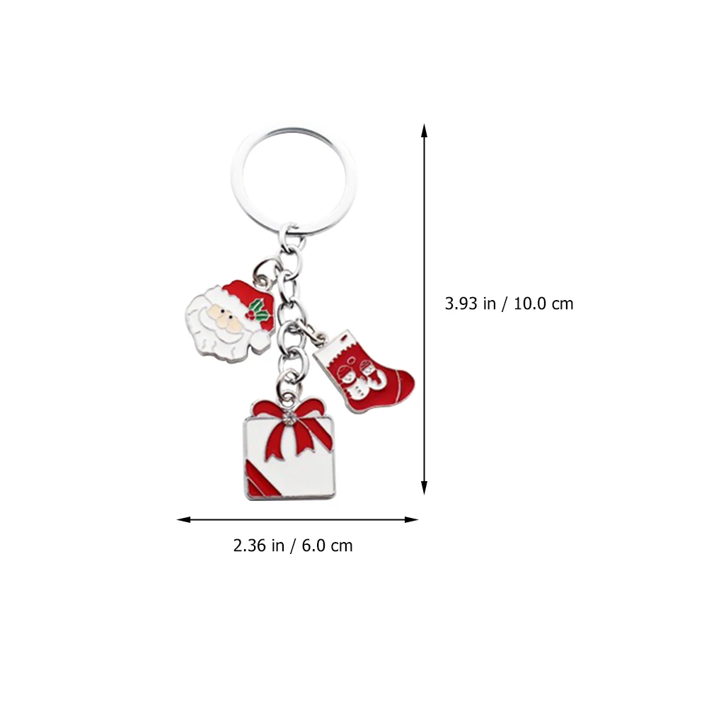 

4Pcs Christmas Santa Claus Key Rings Pendant Durable Xmas Style Keychain Bag Charm Decoration Hanging Xmas Keychain Pendants