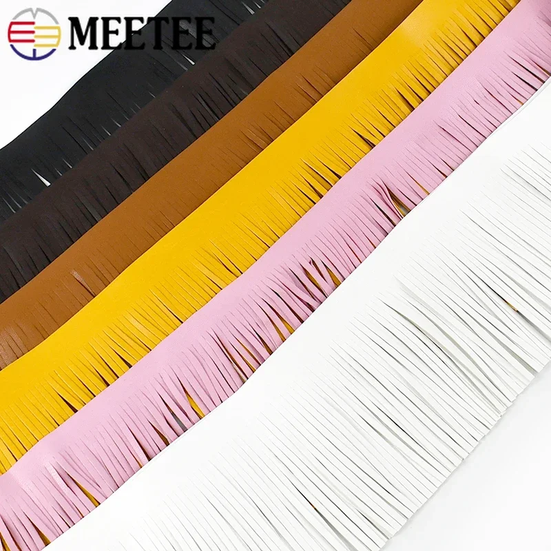 5Meter Meetee 10/15cm PU Leather Tassel Lace Trim Ribbon for Handbag Skirt Luggage Clothing Manual Material DIY Sew Decoration