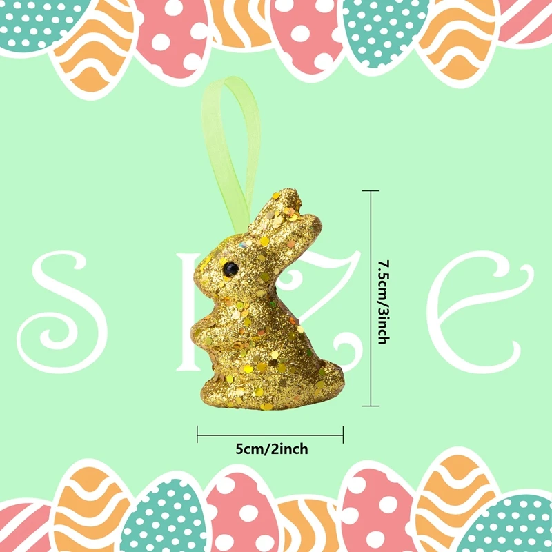 14 szt. Pianka wielkanocna brokat królik ozdoba brokat królik wiszący Ornament dla przyjęcie wielkanocne materiały dekoracyjne DIY prezent