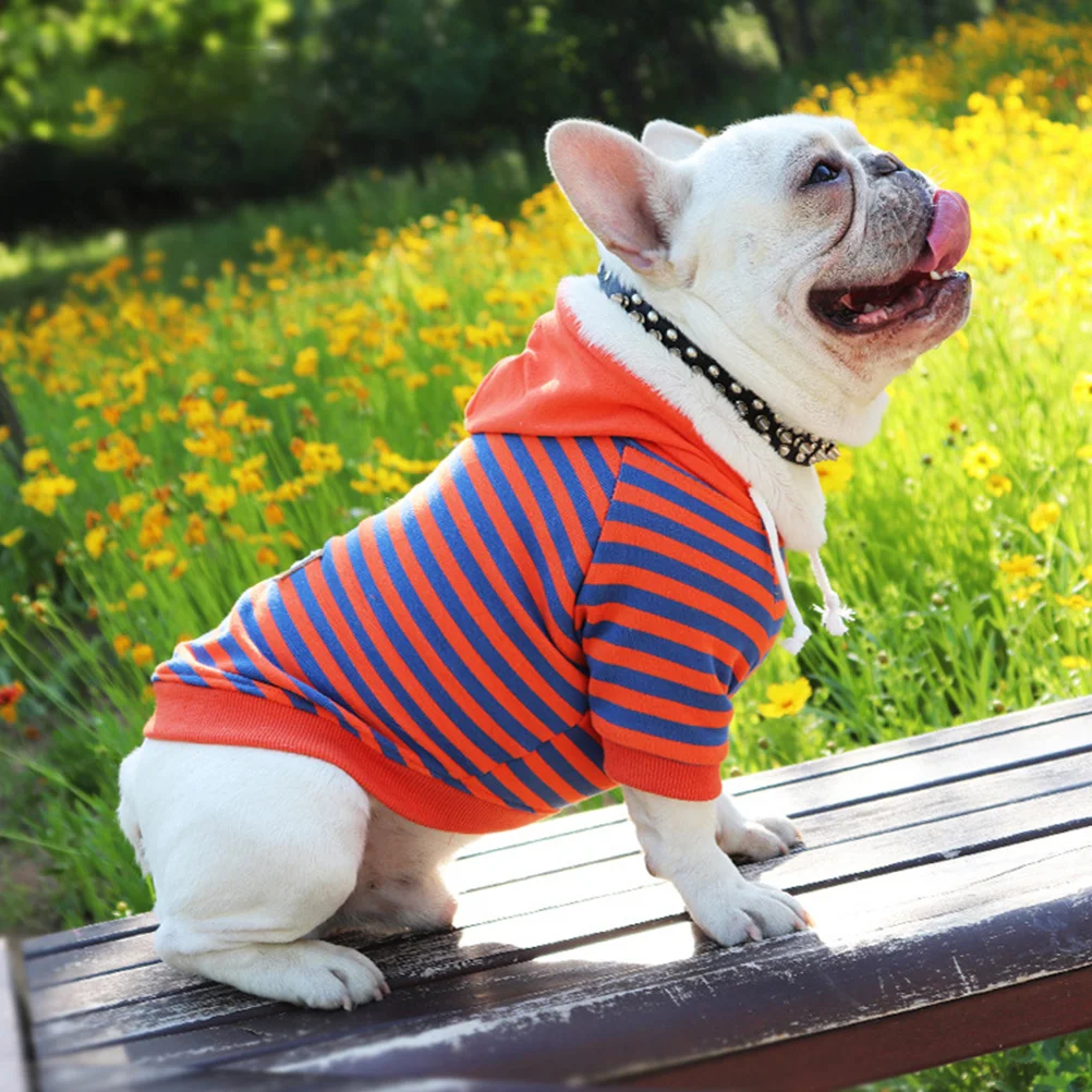 

Striped Pet Hoodie for Small Dogs Breathable Cotton Dog Shirt Costume Lightweight Pet Jumpsuit for Parties Weddings New Year