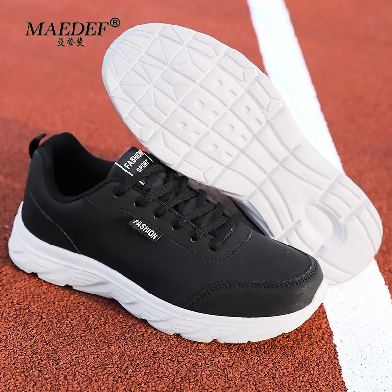 Zapatillas deportivas de cuero para hombre, zapatos de correr, impermeables, de alta calidad, para exteriores, ligeros, para caminar