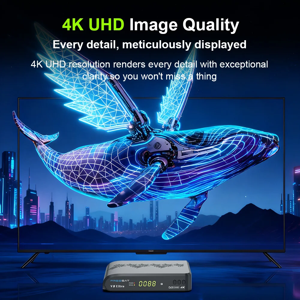 جهاز استقبال قمر صناعي فائق FREESAT V8 DVB-S/S2/S2X,DVB-T2/T+C,FUNCAM/MARS/CCAM/M3U 4K TV Box مع وحدة فك ترميز ضبط LNB بفتحة بطاقة CA