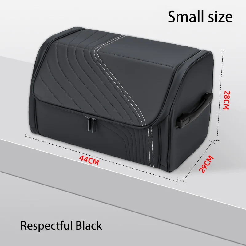 Car Trunk Organizer Box Luxury Foldable Trunk Organizers For All Cars Nappa Leather Sturdy Handle Tidying Storage Bag