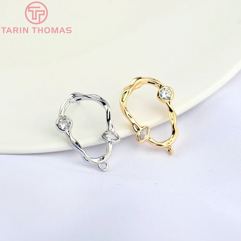 

(4903)4PCS 3.5x20MM 24K Gold Color Brass with Zircon Irregular Shape Stud Earrings High Quality Diy Jewelry Findings Accessories