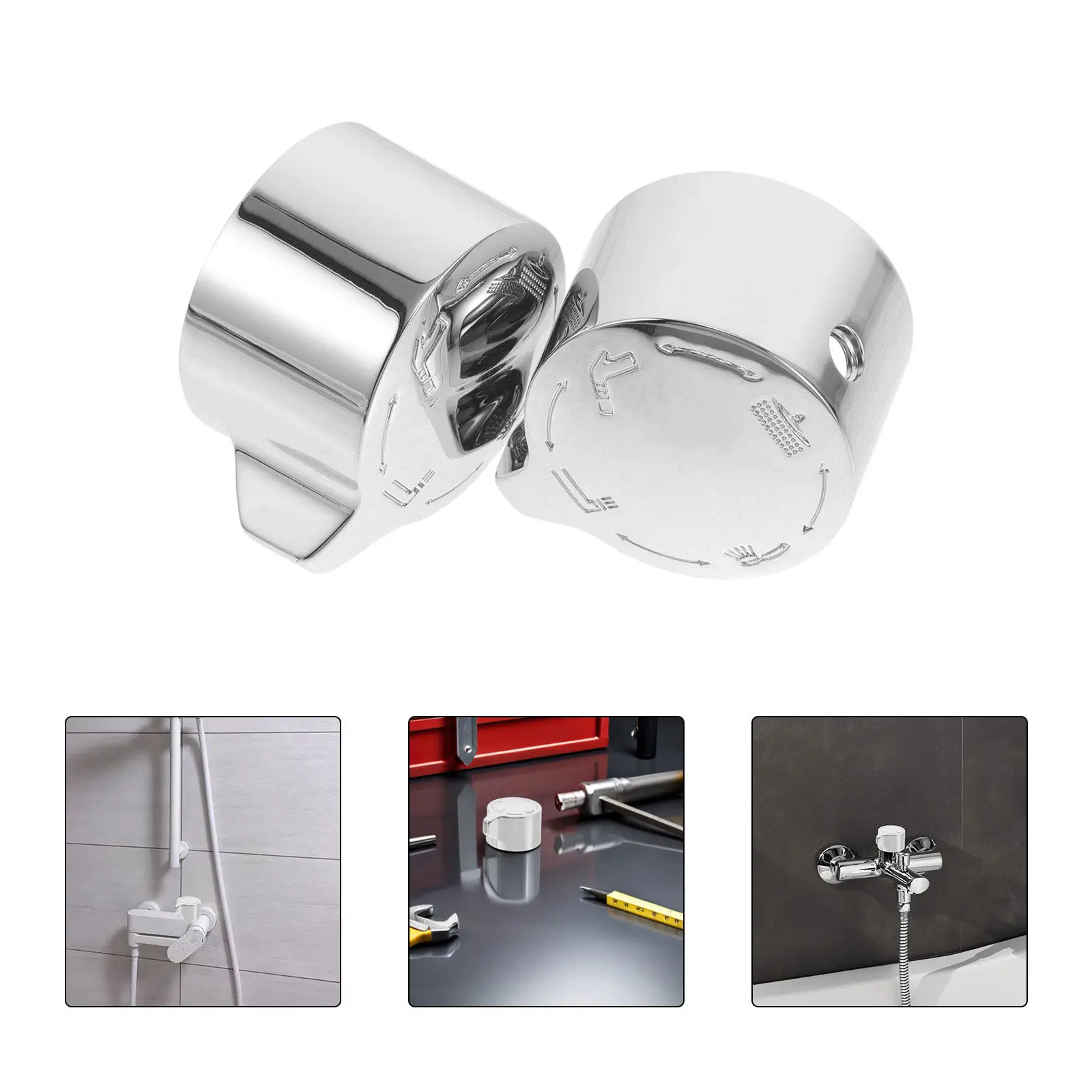 

2Pcs Shower Diverter Handle Four Speed Selector Metal Knob Upgrade Water Flow Control Replacement Shower Head Accessories