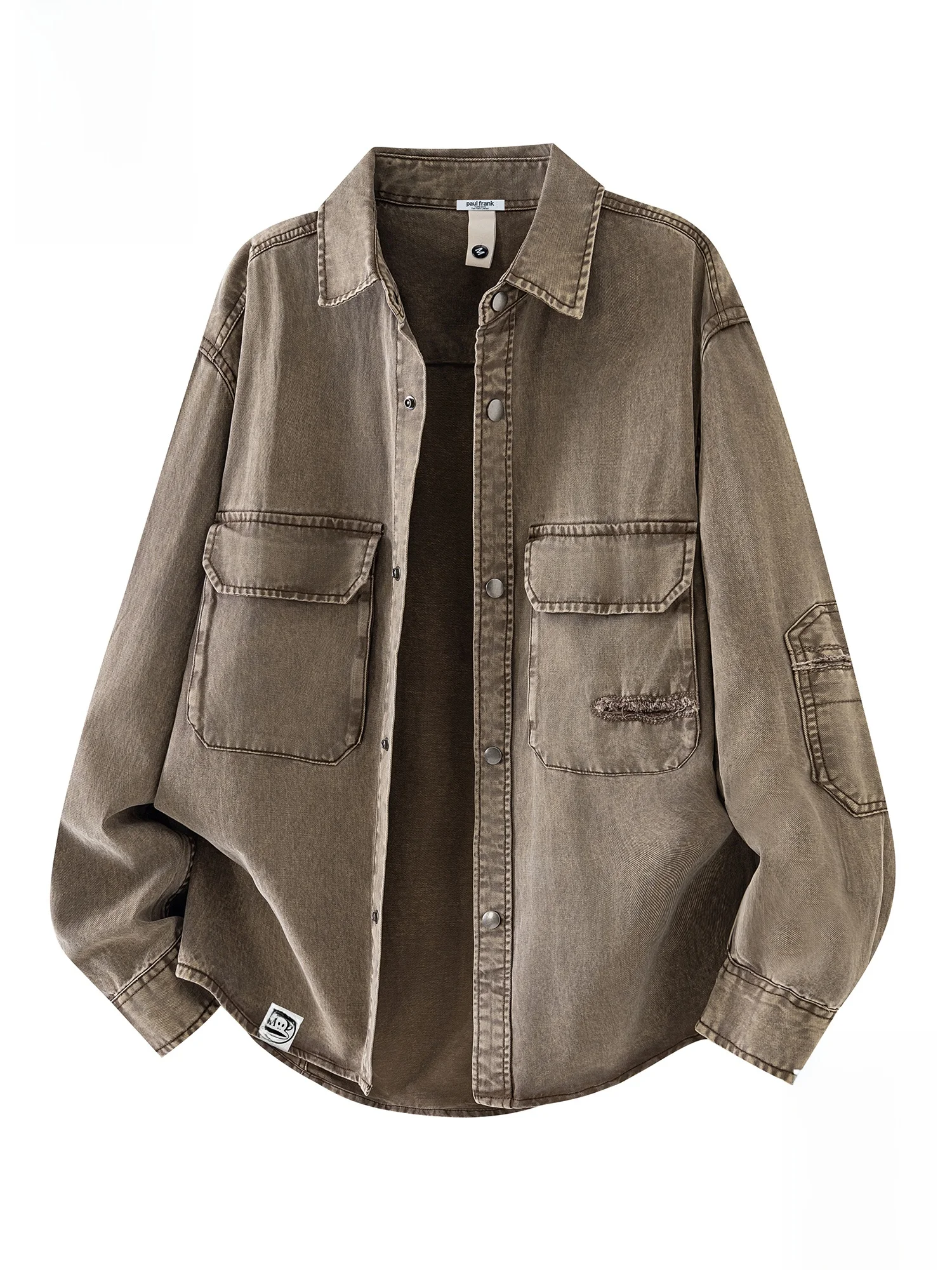 

Мужская куртка Paul Frank с длинным рукавом, повседневная, свободного кроя, весенняя, модная, из смесового хлопка и лиоцелла, верхняя одежда