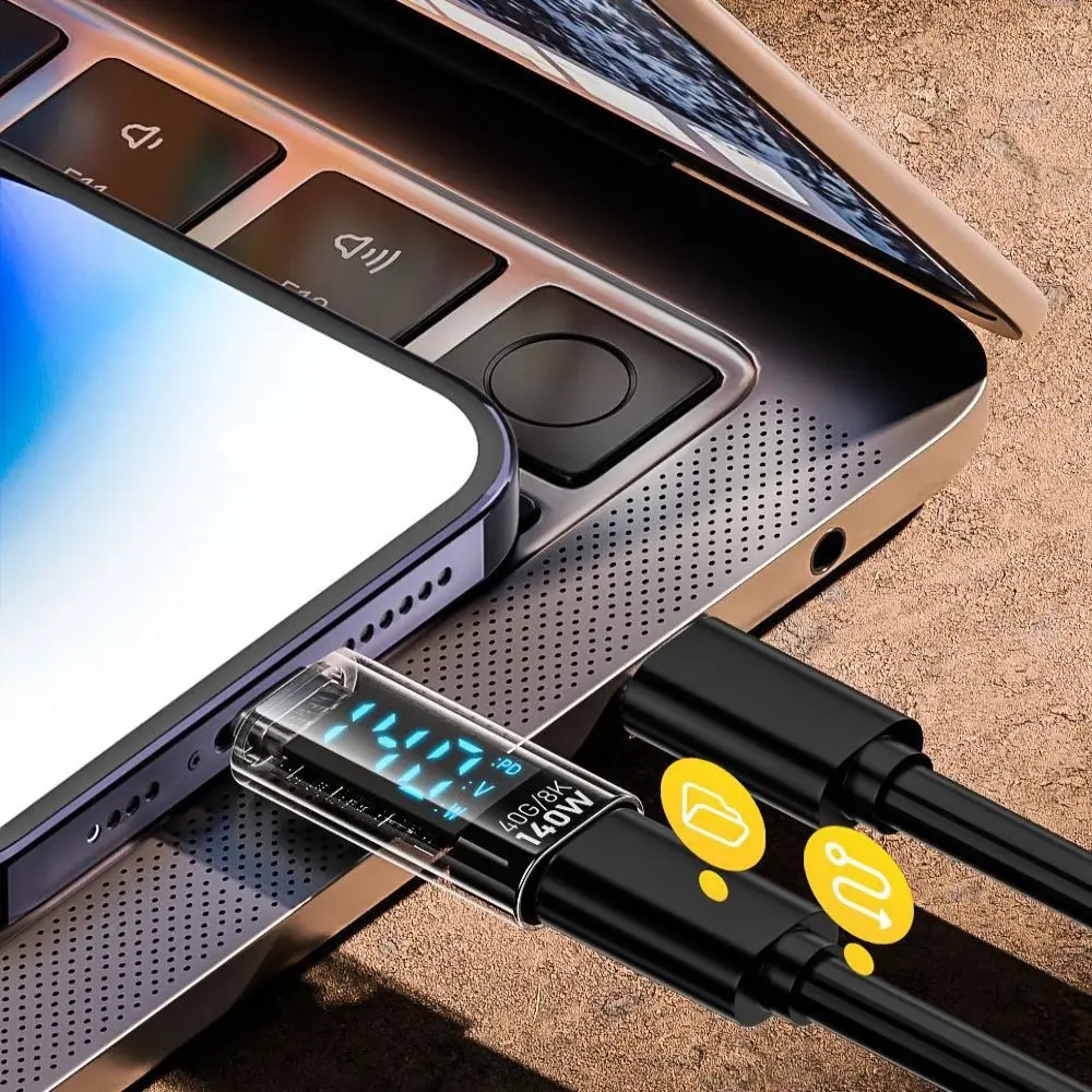 PD 140W USB-C Adapter Digital LED Display 8K 60HZ Power Meter Tester 40Gbps Aluminium Alloy for iOS Converter Mobile Phone image 3