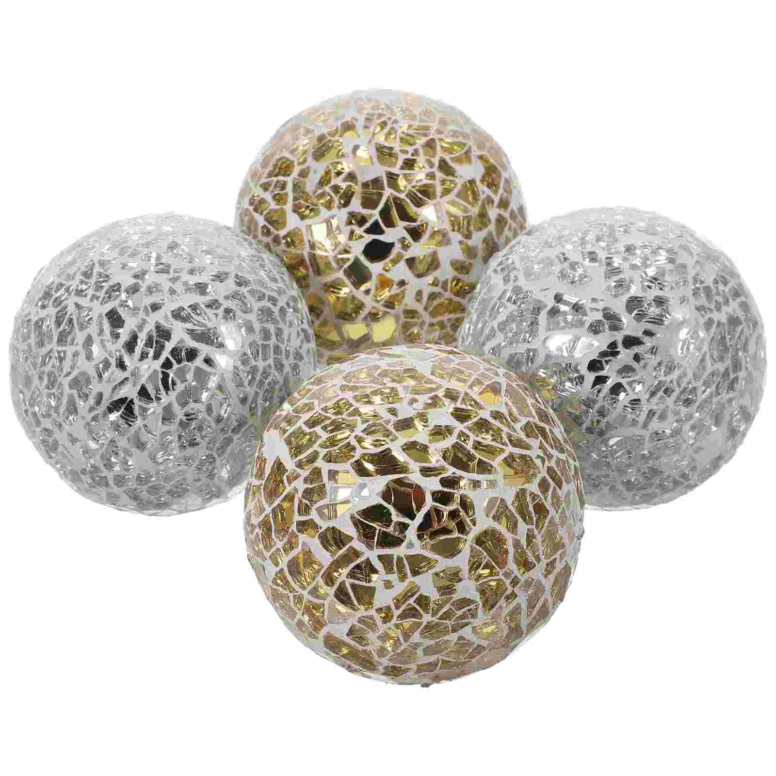 

4 Pcs Mosaic Ball Glass Balls Home Ornament Desktop 6cm Decor Tabletop Foam Sphere Accessories