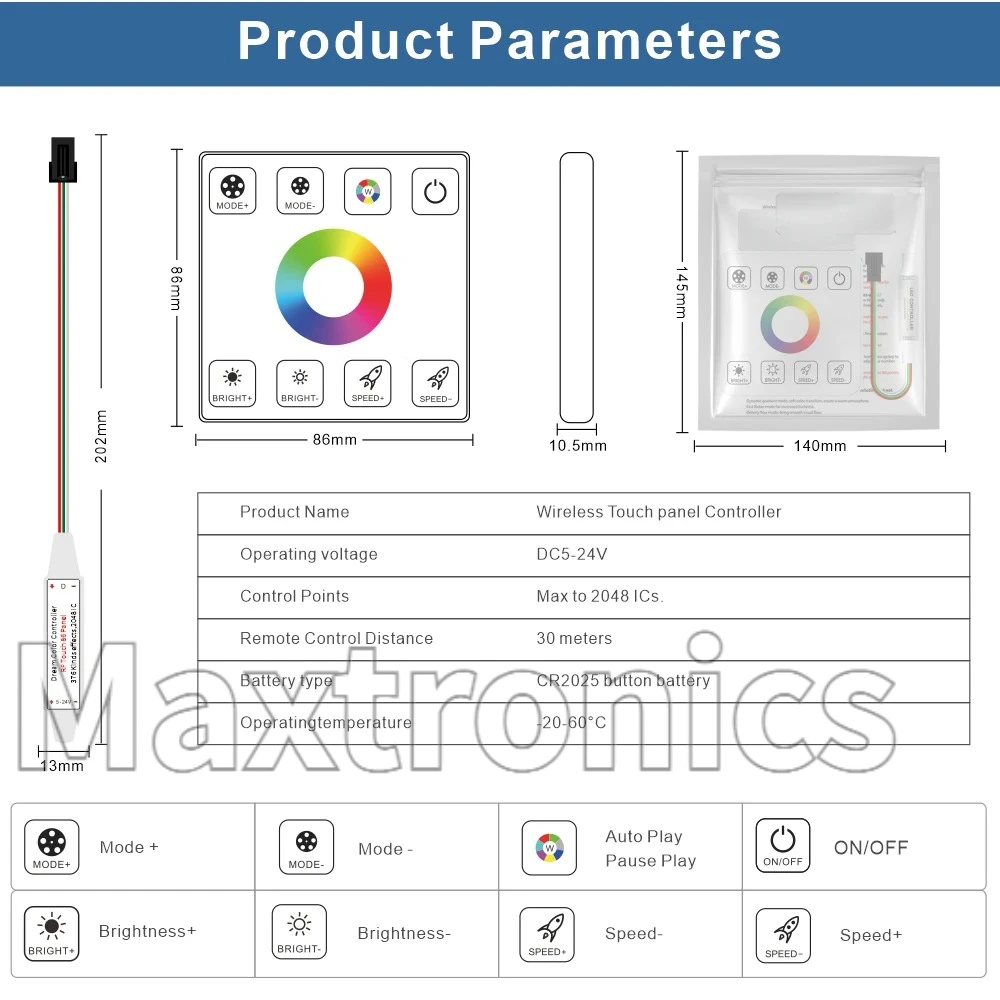 

DC5-24V проточная вода, течет, скачная светодиодная лента, диммеры 86, сенсорная панель, мини-контроллер RGB для светодиодной лампы RGBIC WS2811/WS2812B