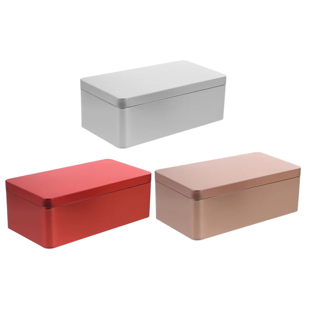 3 Pcs Storage Jars Tinplate Box Portable Home Organizer Small Metal Container Mini Candy