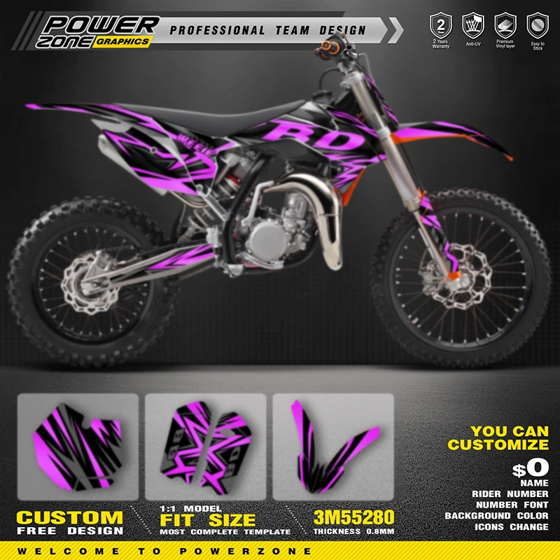 

PowerZone Custom Team Graphics Backgrounds Decals For 3M Stickers Kit For KTM SX85 2013-2017 85cc Number Name Costom 016