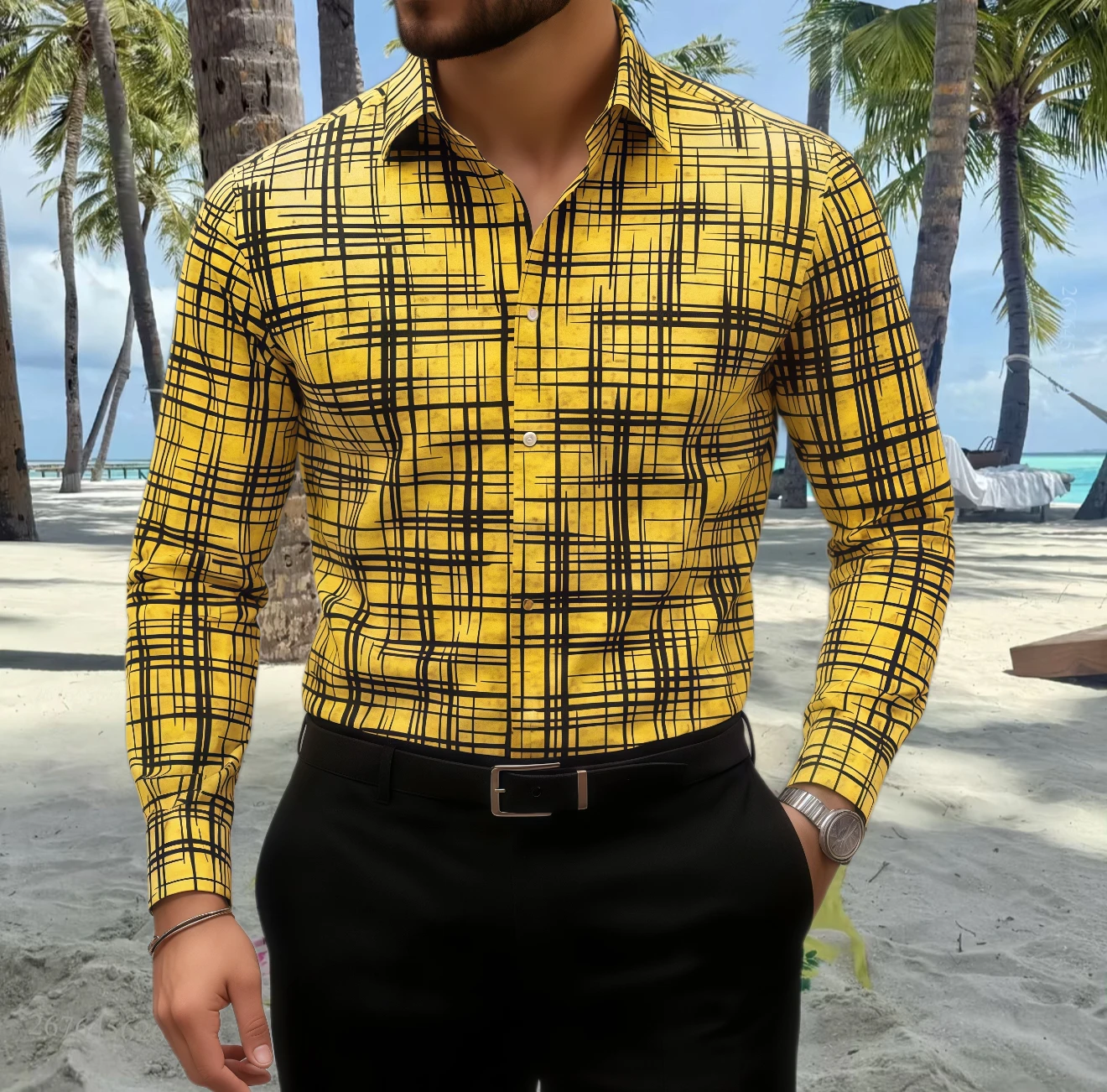 Męska koszula na wiosnę i jesień, zapinana na guziki, w kratę, z długim rękawem, luksusowa, z kołnierzykiem, oversize, odzież męska na zewnątrz, w stylu streetwear.