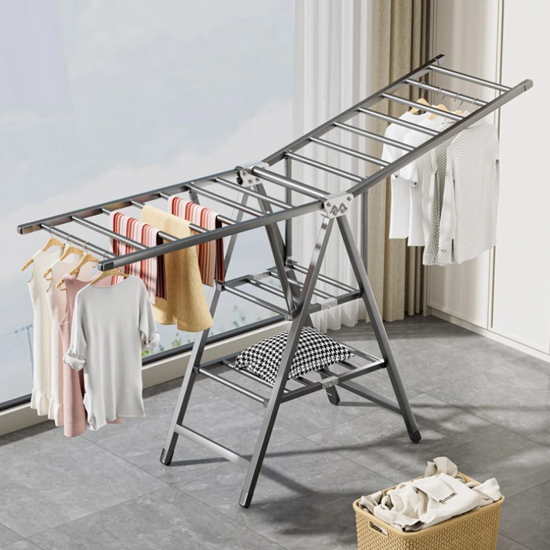 

Folding clothes rack, home balcony floor standing clothes rack, outdoor blanket rack, multifunctional indoor simple clothes rack