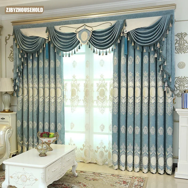 

European Custom Embroidered Curtains for Living Dining Room Bedroom Luxury American Bedroom Blackout Finished Curtains