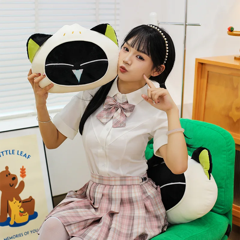 Urocza czarna pluszowa lalka Bao, duża pluszowa poduszka w kształcie bułki do łóżka i na sofę, urocza pluszowa zabawka z kreskówki na prezent dla dzieci i dziewczynek.