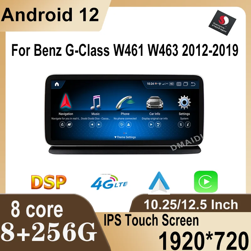 

10.25"/12.5"Android 12 8+256G Snapdragon Car Multimedia Player GPS Radio For Mercedes Benz G350 G Class W461 W463 2012-2019