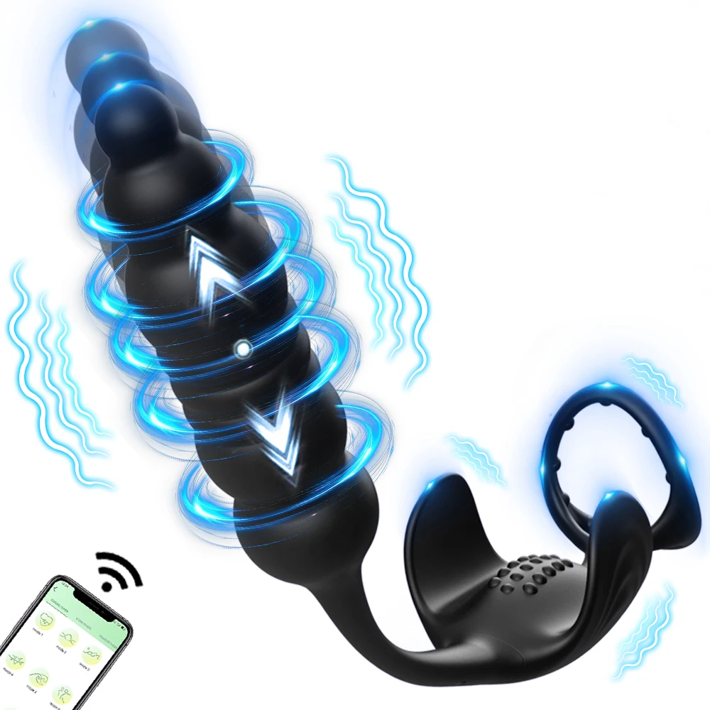 Vibrating Cock Rings With Anal Vibrator Dildo Prostate 9 Thrusting & Vibrating Modes P Spot Stimulation Sex Toy for Couples