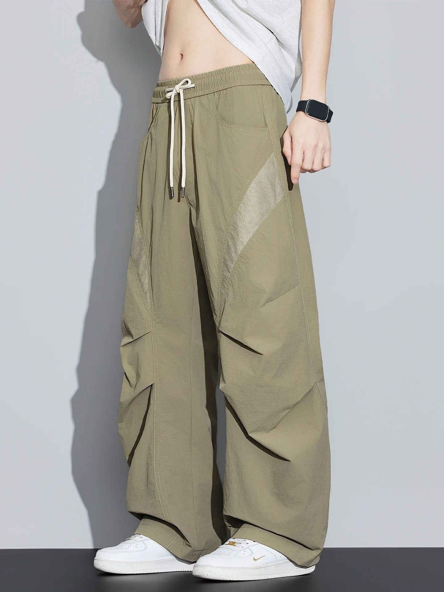 

Мужские летние тонкие спортивные брюки для активного отдыха, быстросохнущие, дышащие, с эластичным поясом, повседневные, свободного прямого кроя, удобные, модные