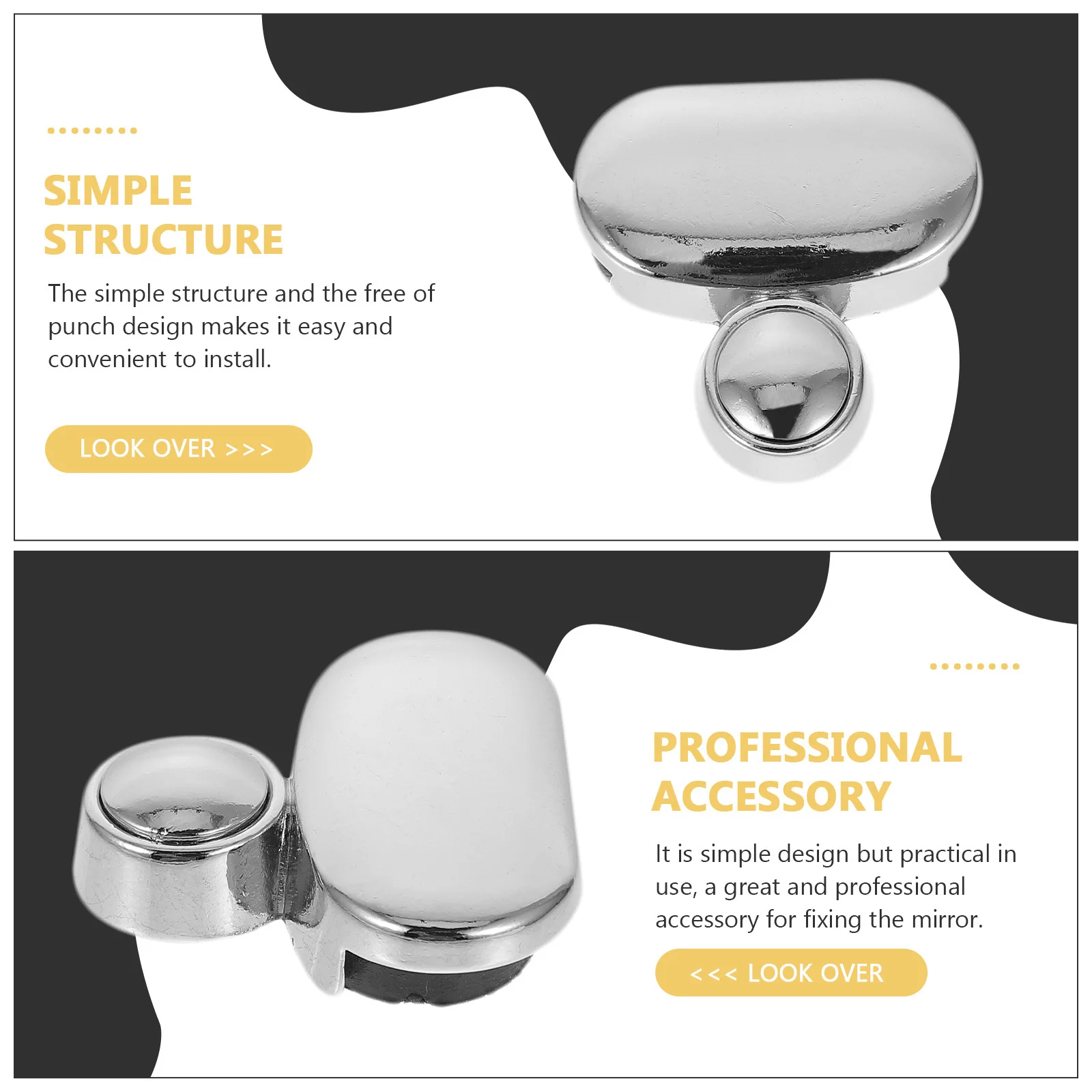 

4Pcs Mirror Clips Zinc Alloy Glass Fixing Clamps Punch Free Wall Mounted Mirror Holder Small Clamps Glass Fixing Clips